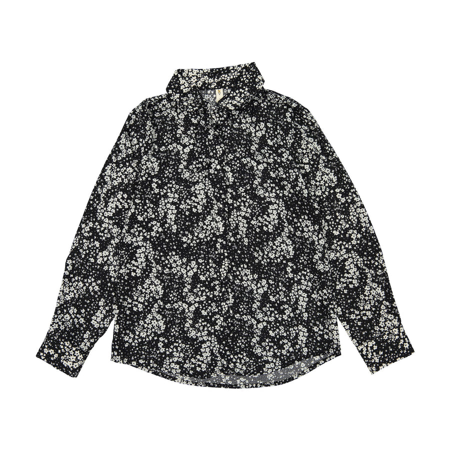 Ava and Lu Black Floral Bow Neck Blouse