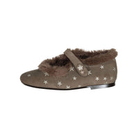 Papanatas Beige Stars Fur Lined Mary Janes