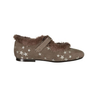 Papanatas Beige Stars Fur Lined Mary Janes