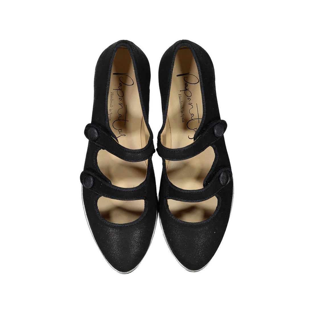 Papanatas Black Powder Double Strap Mary Janes