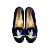 Ladida Navy Colibri Velvet Loafers