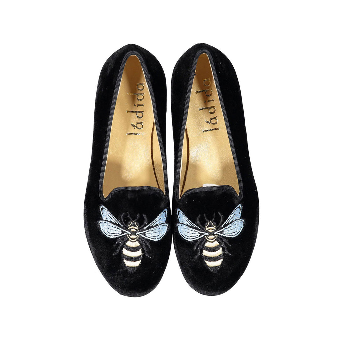 Ladida Black Bee Velvet Loafers