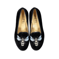 Ladida Black Bee Velvet Loafers