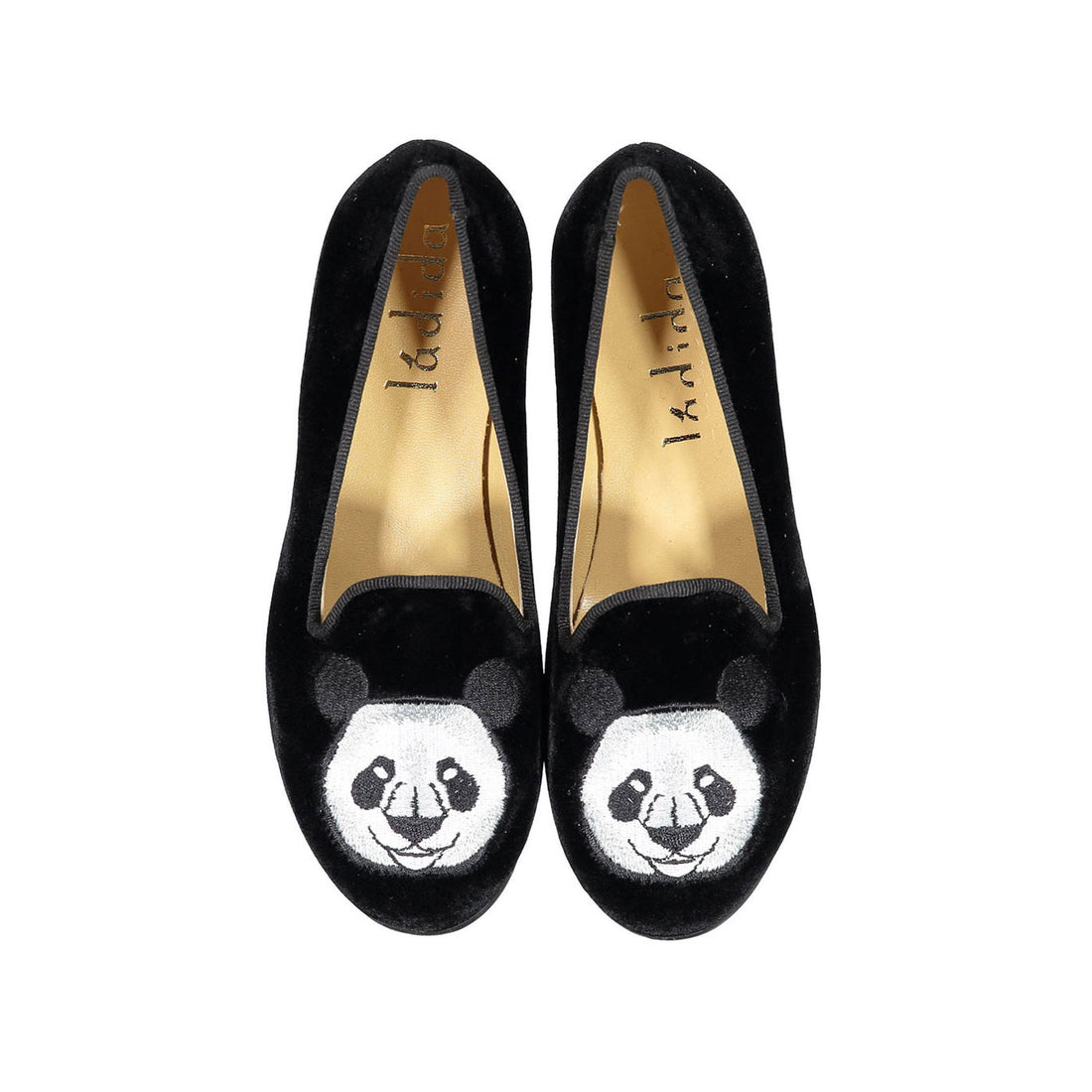 Ladida Black Panda Velvet Loafers