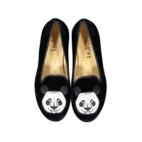Ladida Black Panda Velvet Loafers