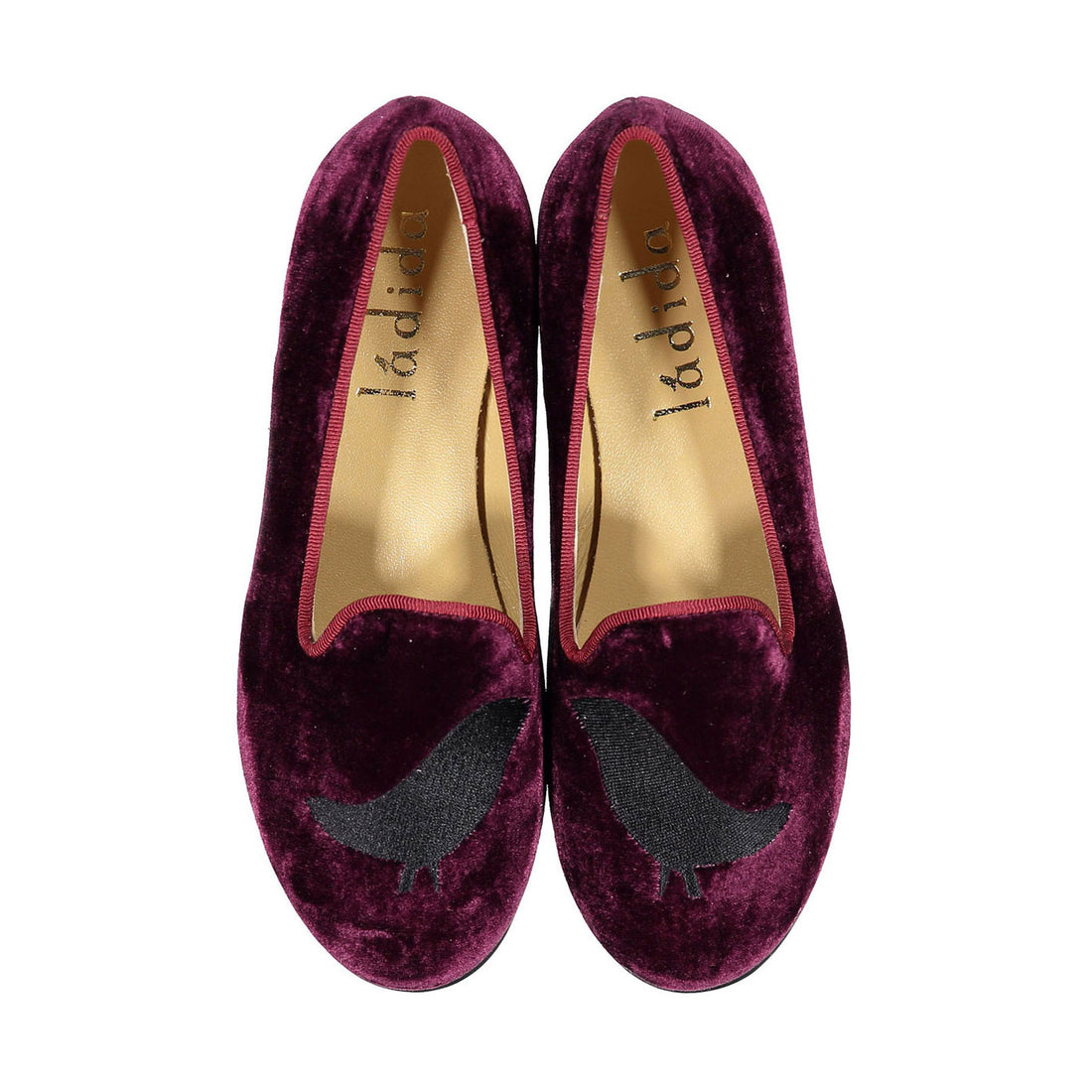 Ladida Burgundy Ladida Bird Velvet Loafers