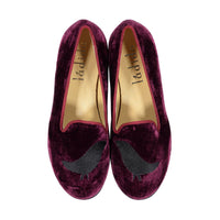 Ladida Burgundy Ladida Bird Velvet Loafers