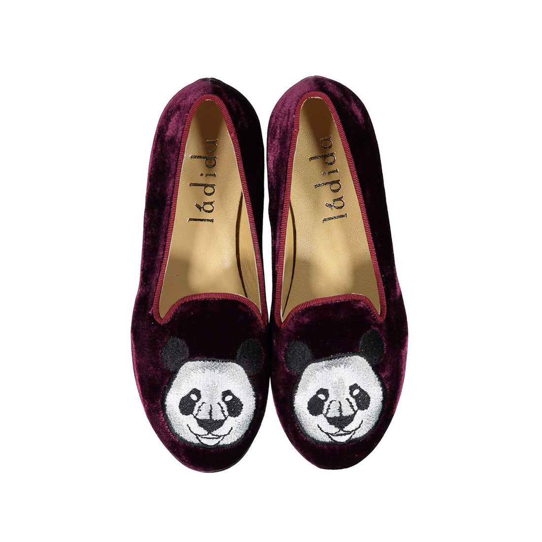 Ladida Burgundy Panda Velvet Loafers