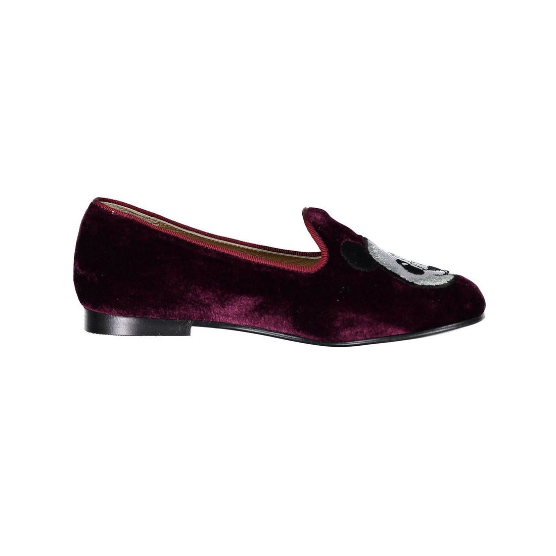 Ladida Burgundy Panda Velvet Loafers