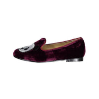 Ladida Burgundy Panda Velvet Loafers