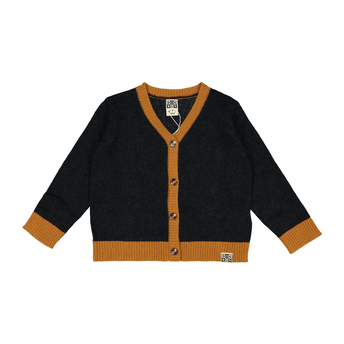 Bonton Green Trimmed Knit Baby Cardigan