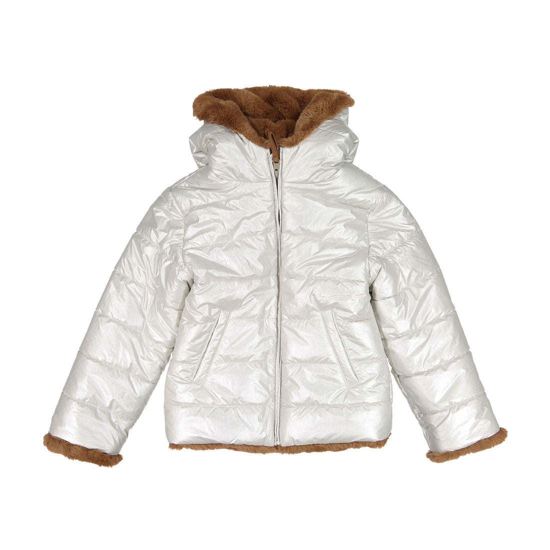 Bonton Silver Fur Lined Puffer