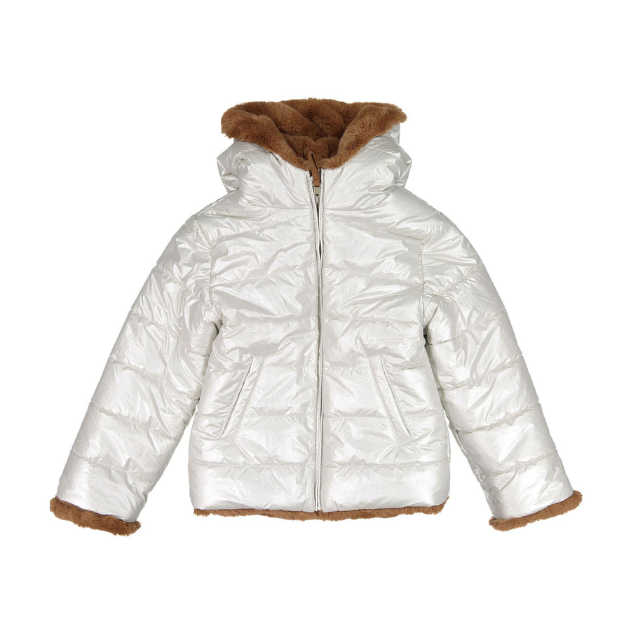 Bonton Silver Fur Lined Puffer