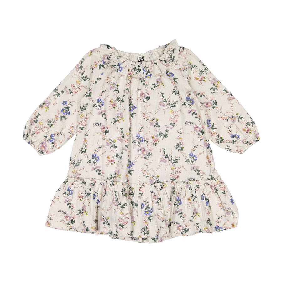 Bonton Ecru Floral Wallpaper Damour Baby Dress