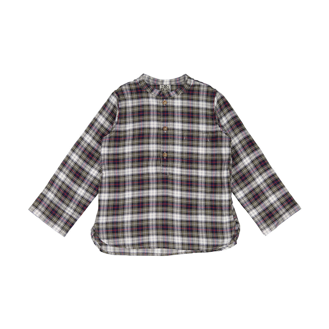 Bonton Navy Plaid Matte Tunic