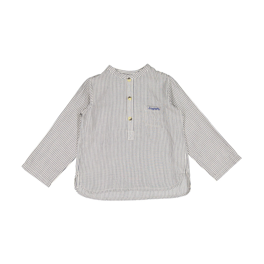 Bonton Grey Fine Stripe Matte Tunic