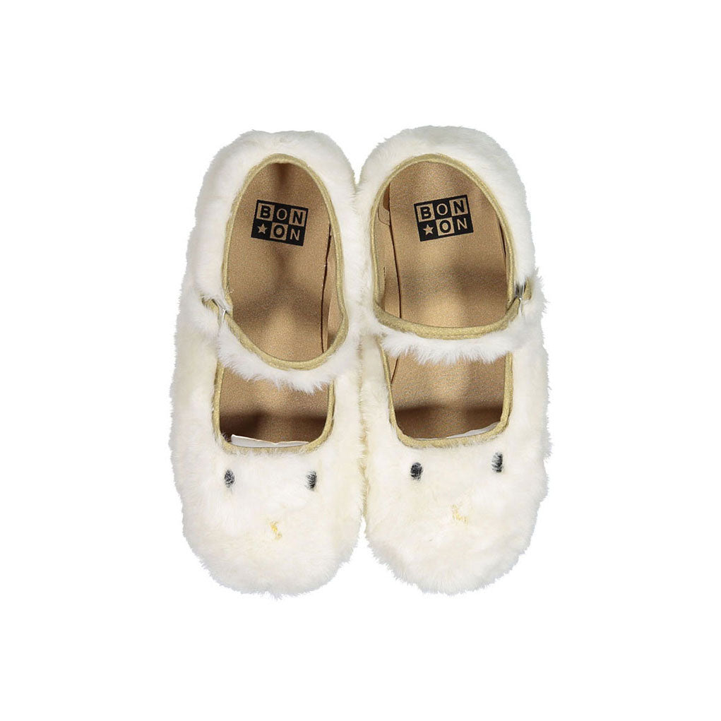 Bonton Ecru Fur Mia Mary Janes
