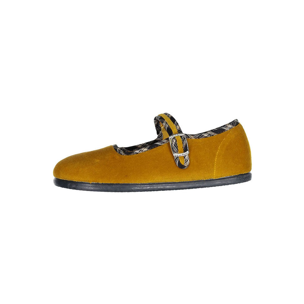 Bonton Yellow Velvet Jane Mary Janes