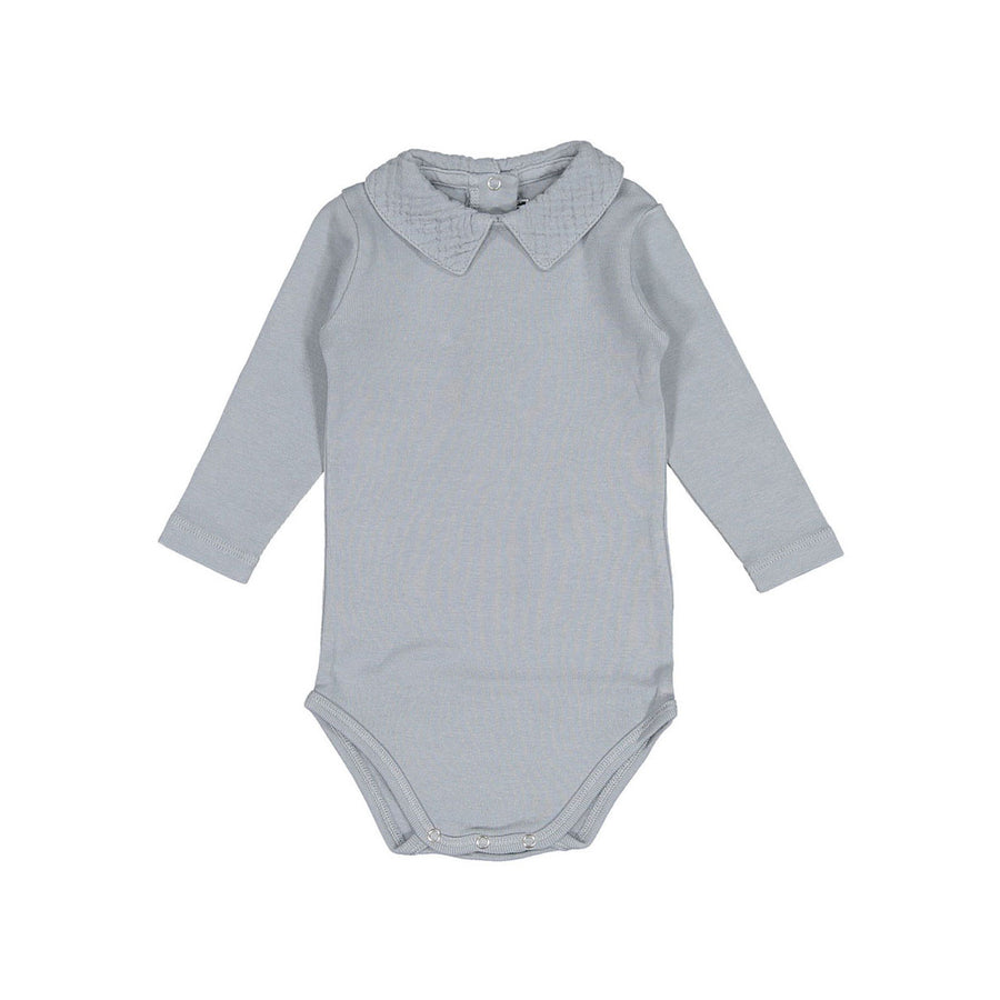 Bonton Cozy Blue Collared Onesie
