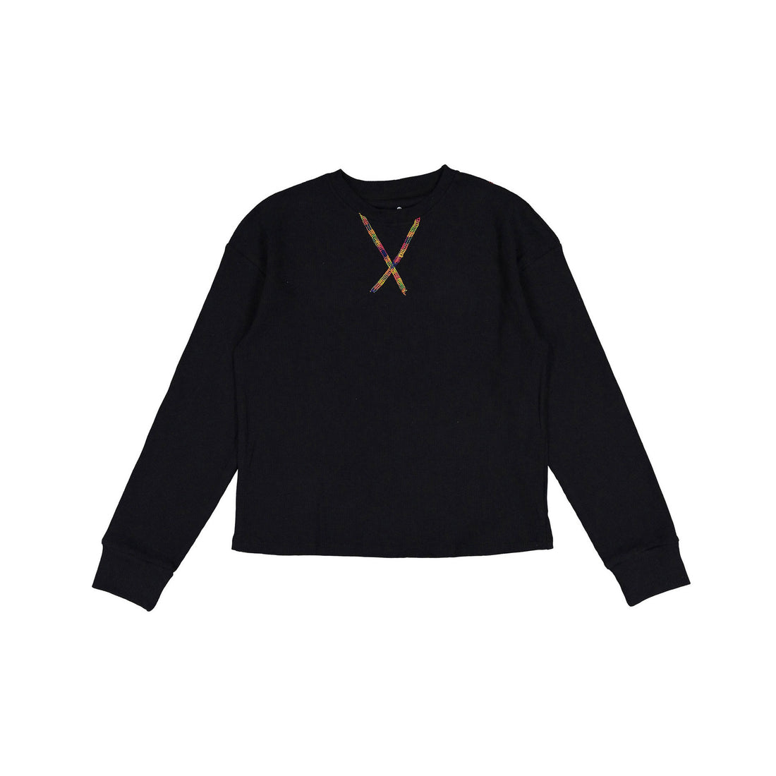 FYI Black Contrast Stitch Waffle Sweatshirt