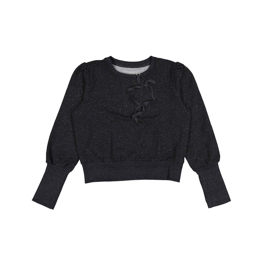 FYI Charcoal Confetti Bow Sweatshirt