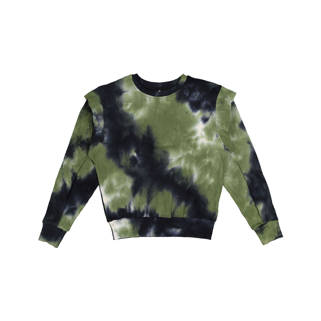 FYI Khaki Tie Dye Ruffle Sleeve Sweatshirt