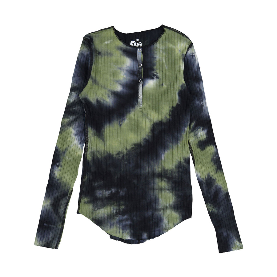 FYI Khaki Tie Dye Henley Tee