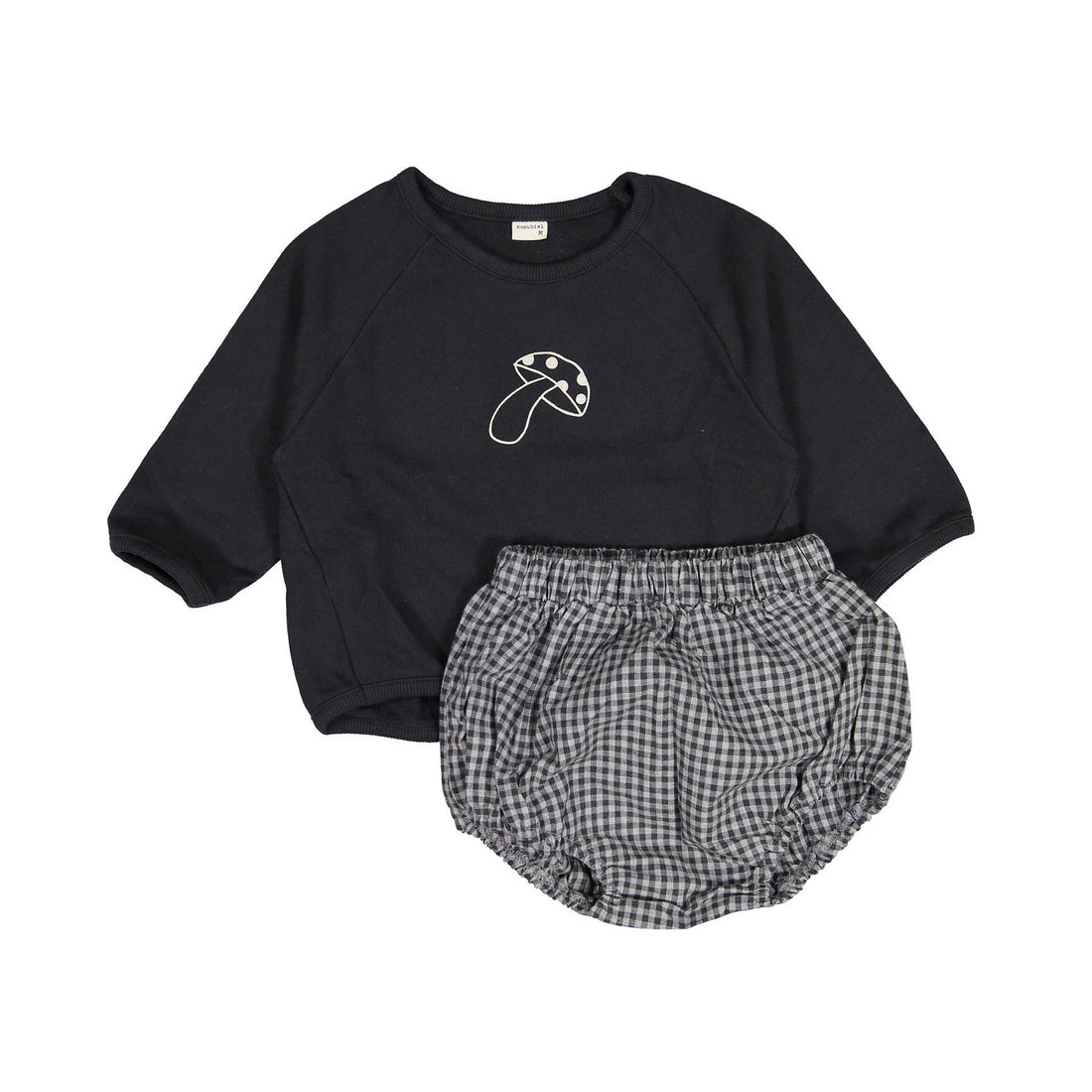 NUNUBIEL Dark-Gray Mushroom Top Bloomer Set