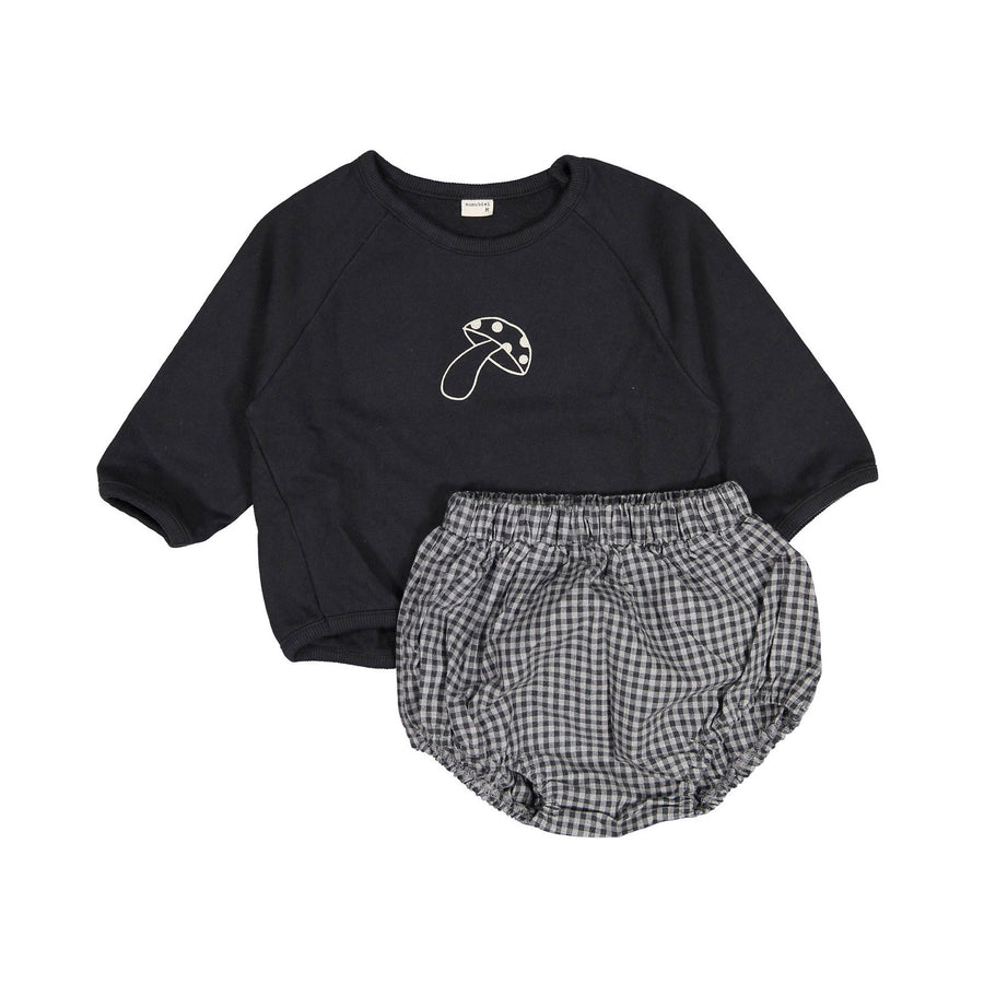 NUNUBIEL Dark-Gray Mushroom Top Bloomer Set