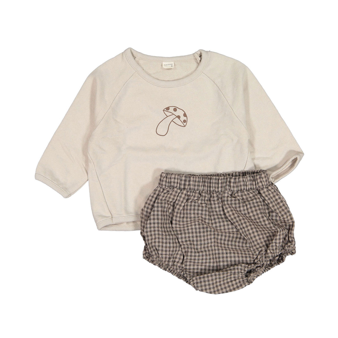 NUNUBIEL Beige Mushroom Top Bloomer Set