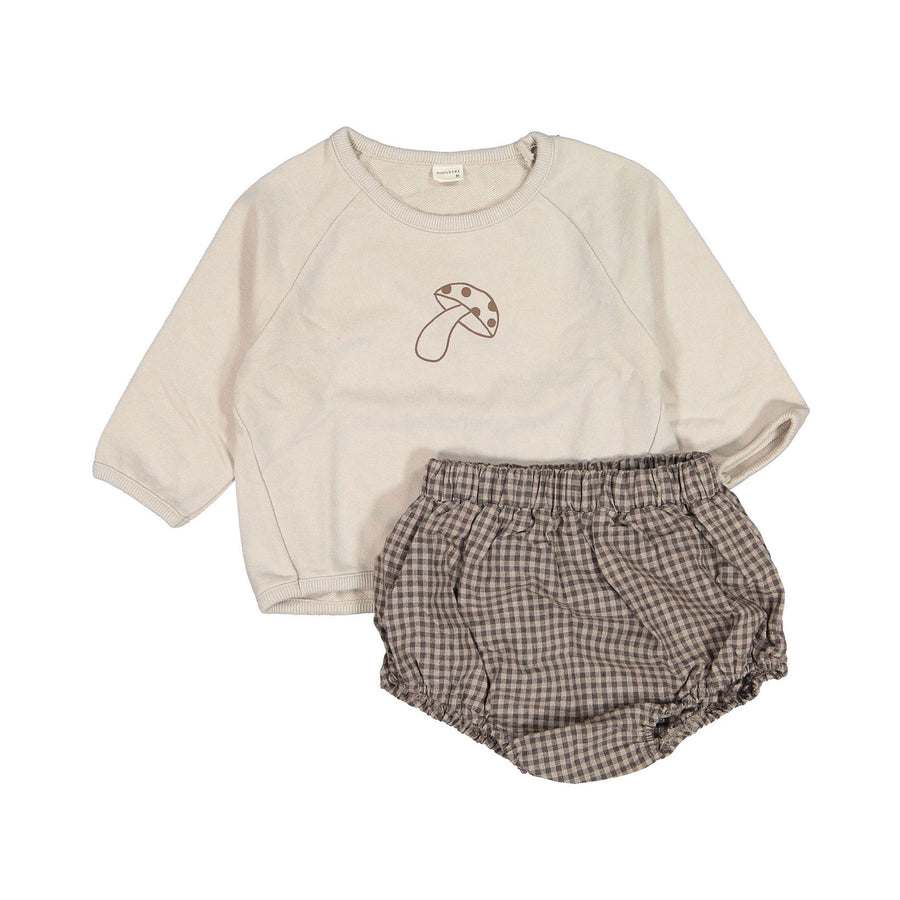 NUNUBIEL Beige Mushroom Top Bloomer Set
