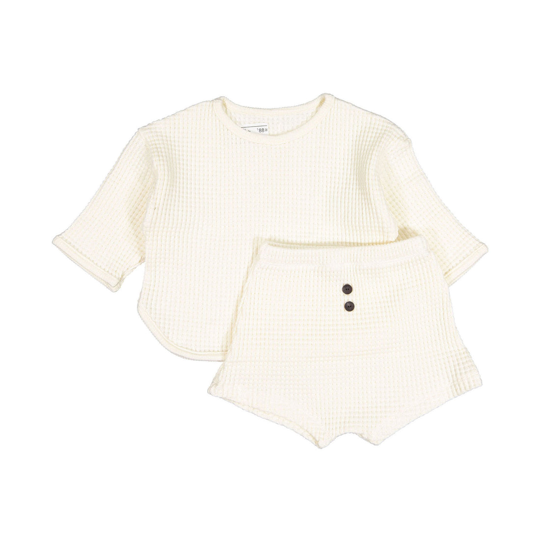 MIMI MARKET Ivory Big Waffle Top Bottom Set