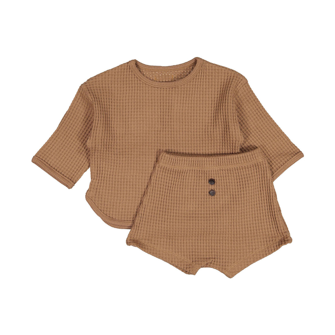 MIMI MARKET Brown Big Waffle Top Bottom Set
