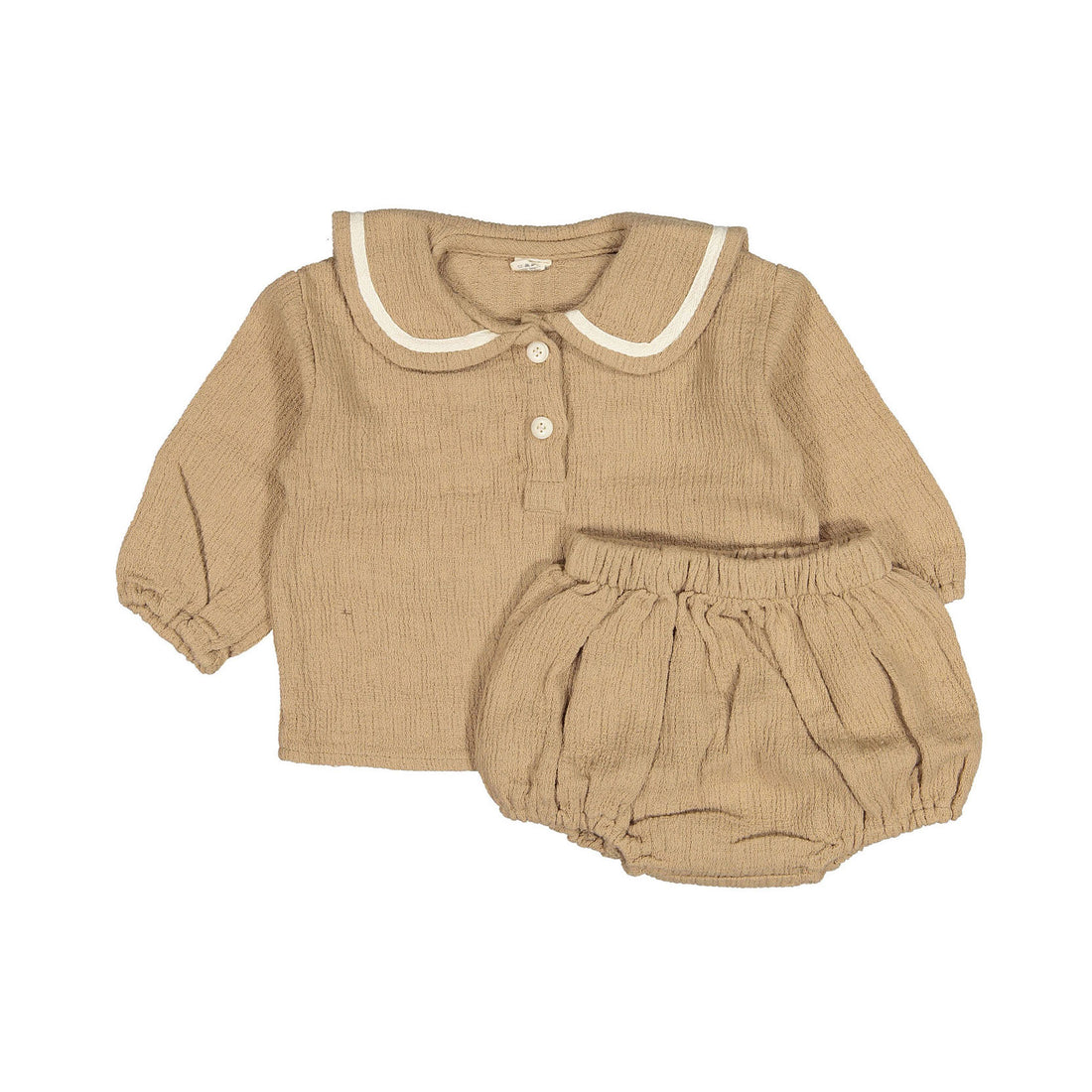 MIMI MARKET Beige Cos Top Bottom Set
