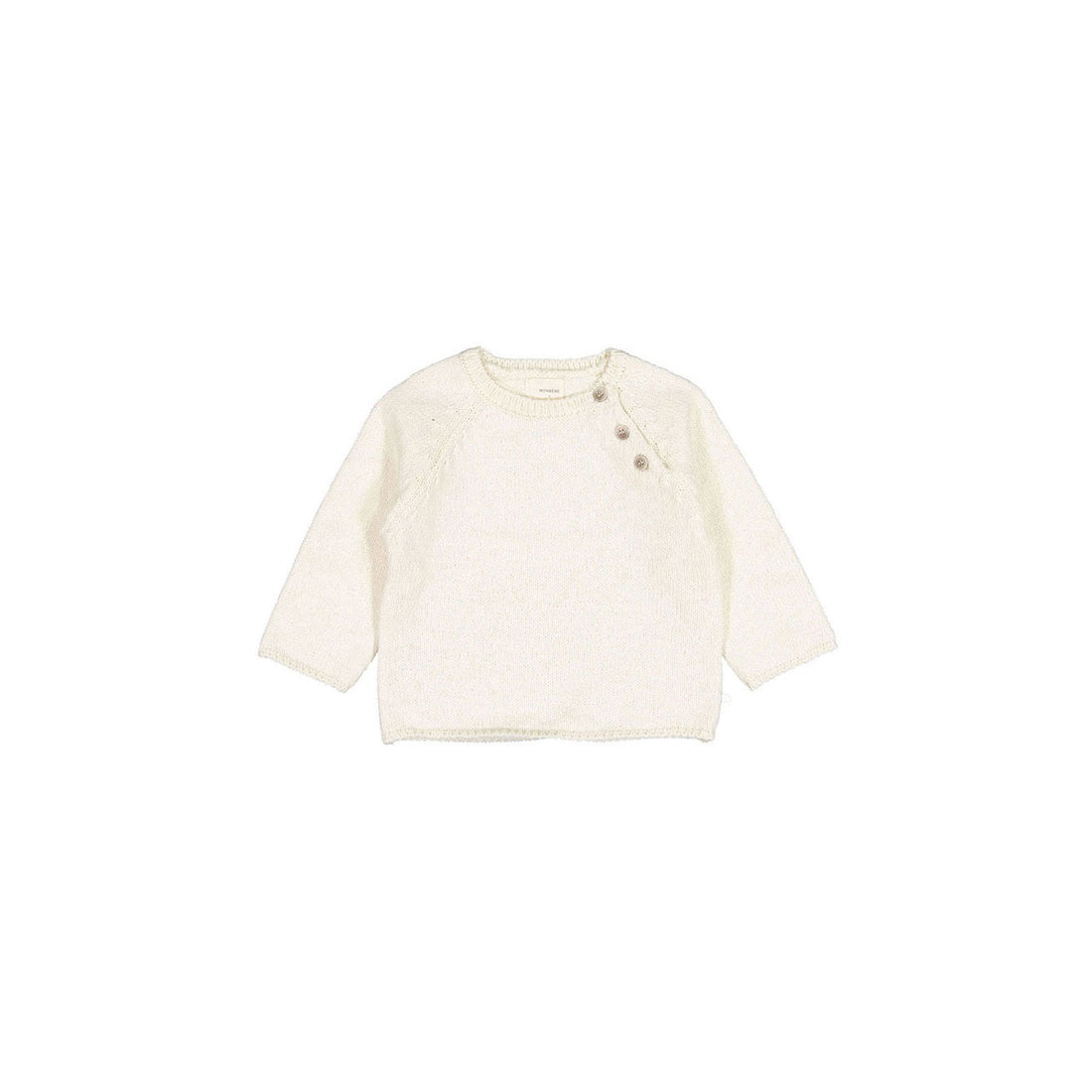 MONBEBE Cream Cotton Round Knit Sweater
