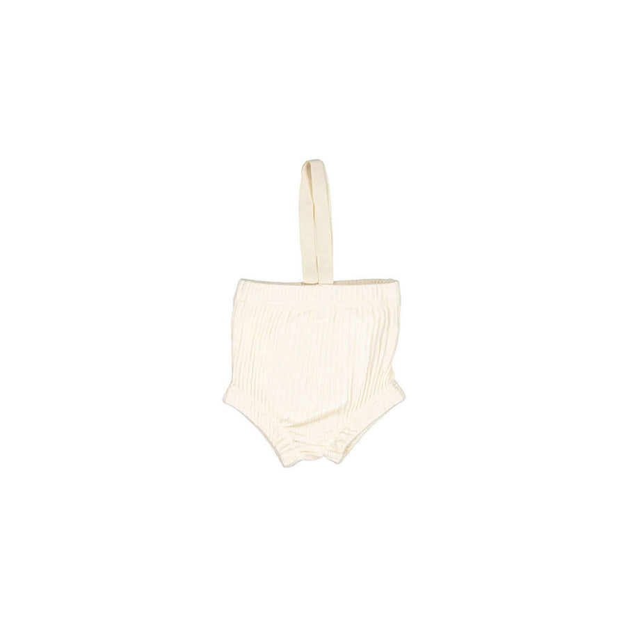 MONBEBE Cream Rib Dungarees Bloomer