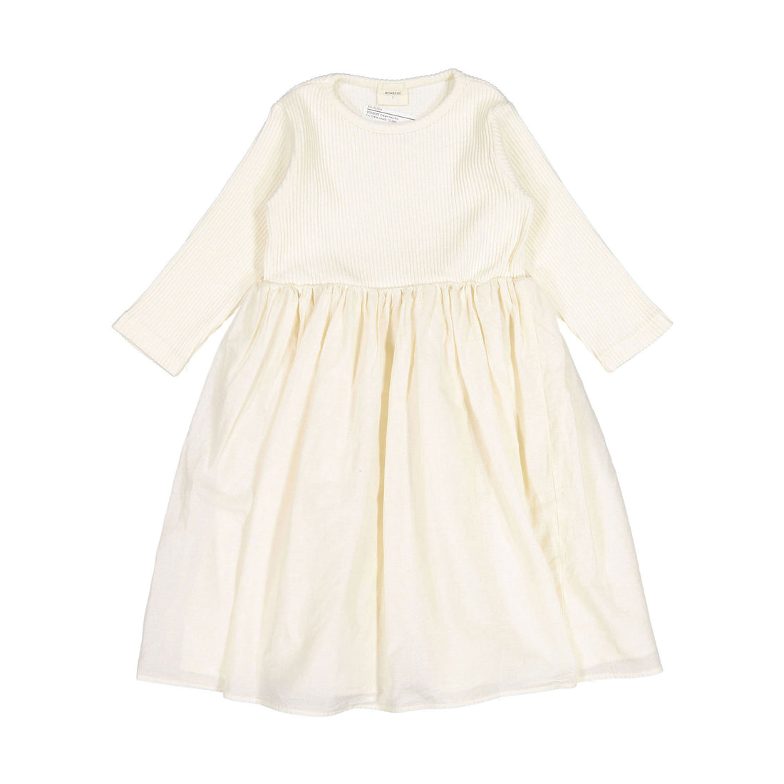 MONBEBE Cream New Rib Frill Dress