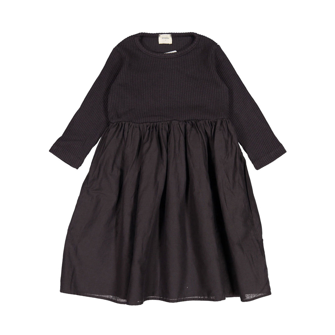 MONBEBE Charcoal New Rib Frill Dress