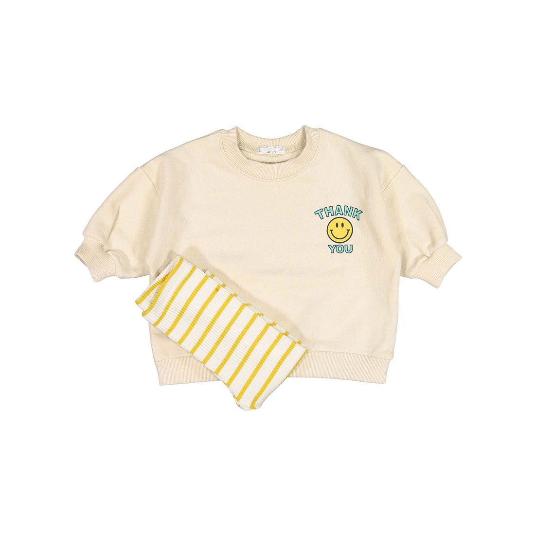 BLACK BEAN Beige Thank You Bebe Top Bottom Set