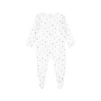 Ladida White Ribbed Fruit Print Footie