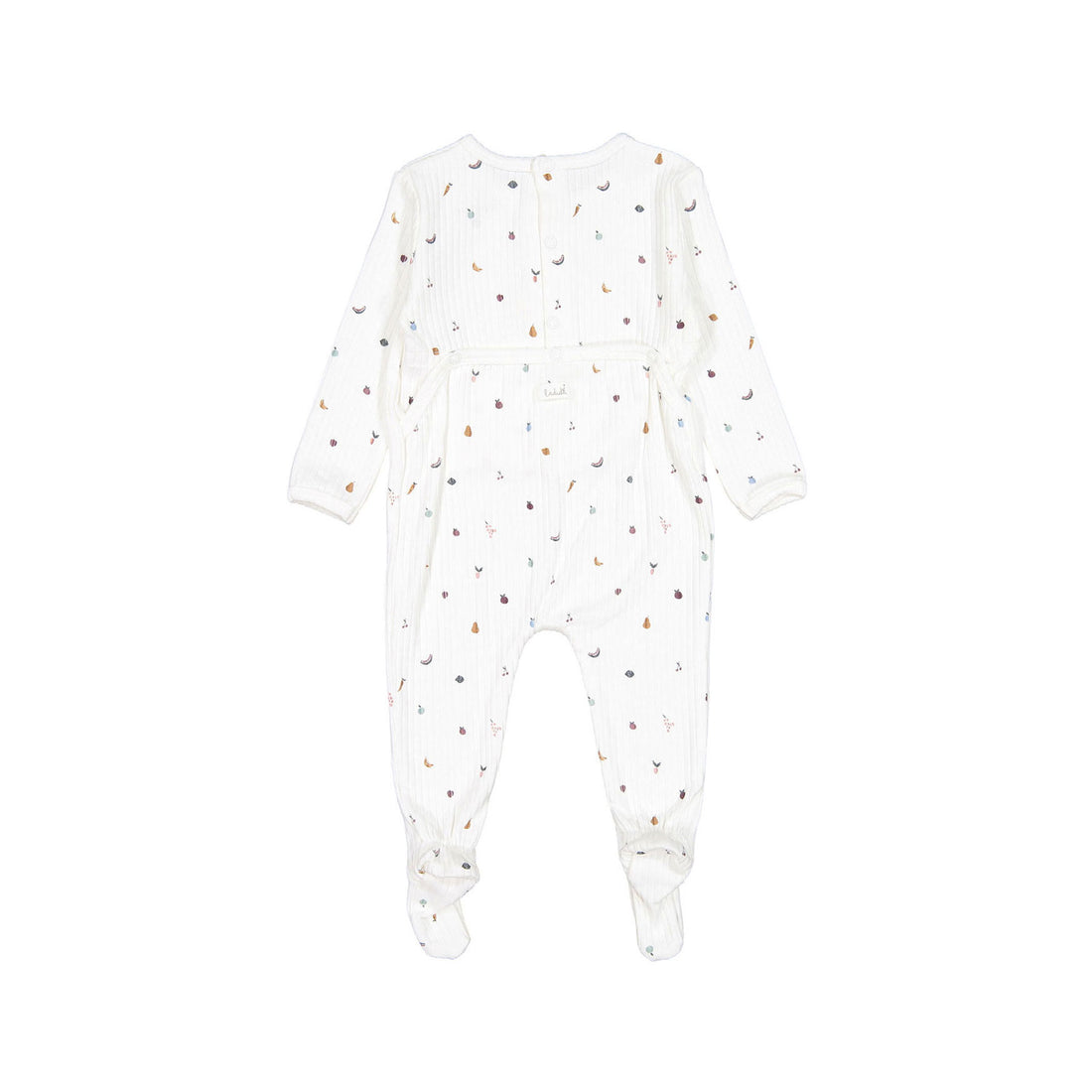 Ladida White Ribbed Fruit Print Footie