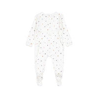 Ladida White Ribbed Fruit Print Footie