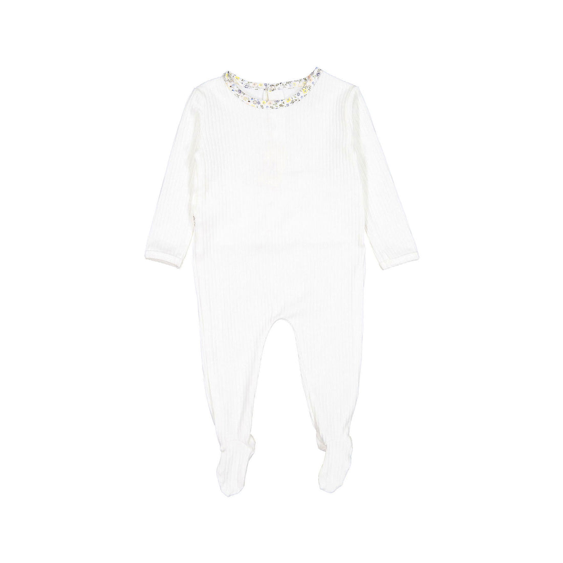 Ladida White Floral Trimmed  Footie