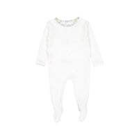 Ladida White Floral Trimmed  Footie