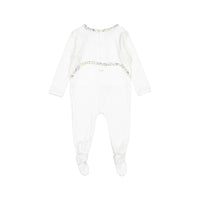 Ladida White Floral Trimmed  Footie