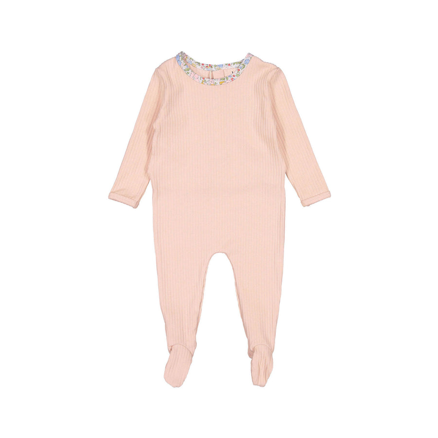 Ladida Light Pink Floral Trimmed  Footie