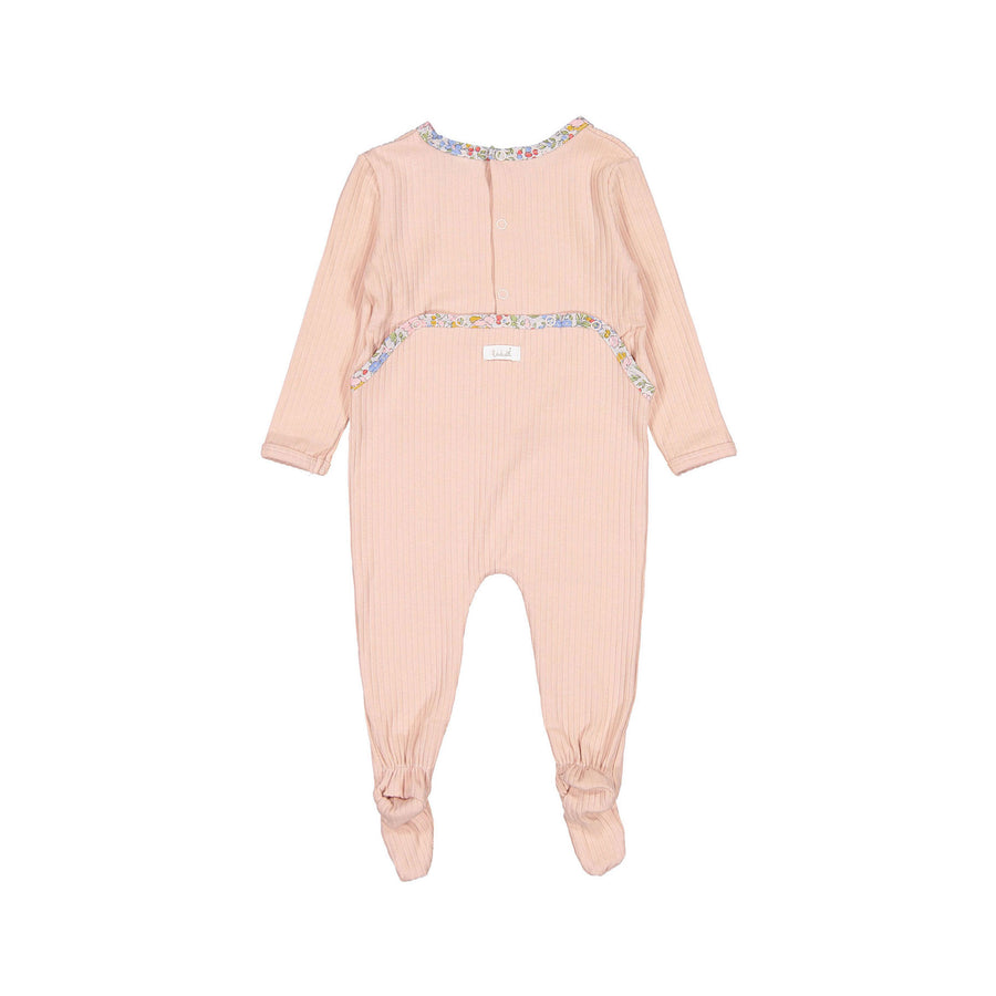 Ladida Light Pink Floral Trimmed  Footie