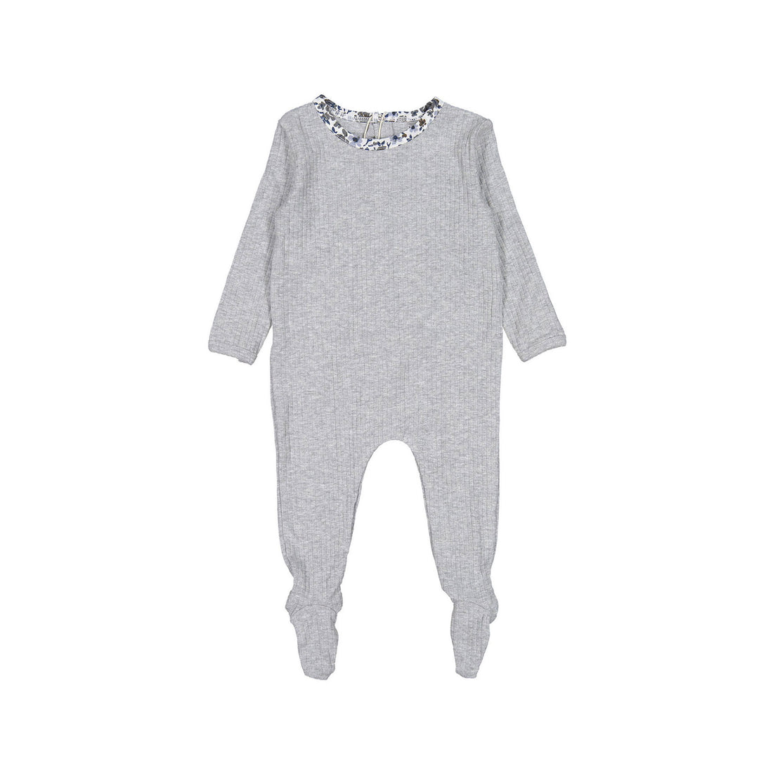 Ladida Heather Grey Floral Trimmed  Footie