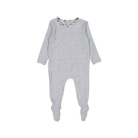 Ladida Heather Grey Floral Trimmed  Footie