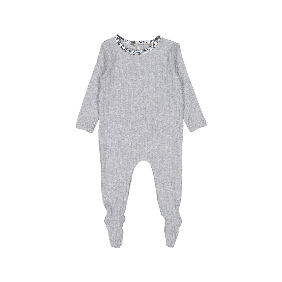 Ladida Heather Grey Floral Trimmed  Footie